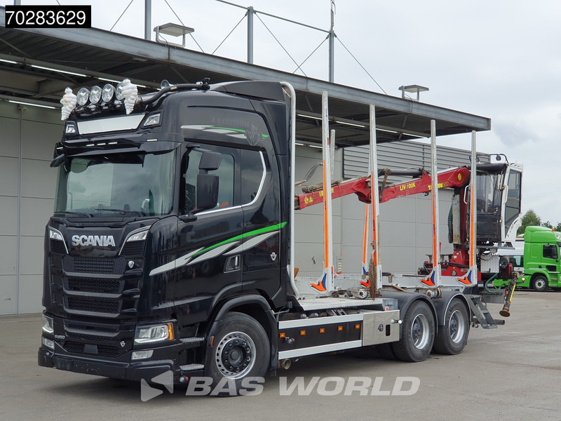 목재 트럭, 크레인 트럭 Scania S650 S 6X4 Tajfun LIV100K Kran Holztransport Retarder 3-Pedals Euro 6 : 사진 13