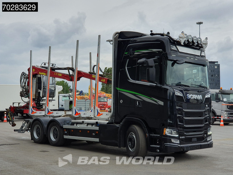 목재 트럭, 크레인 트럭 Scania S650 S 6X4 Tajfun LIV100K Kran Holztransport Retarder 3-Pedals Euro 6 : 사진 15