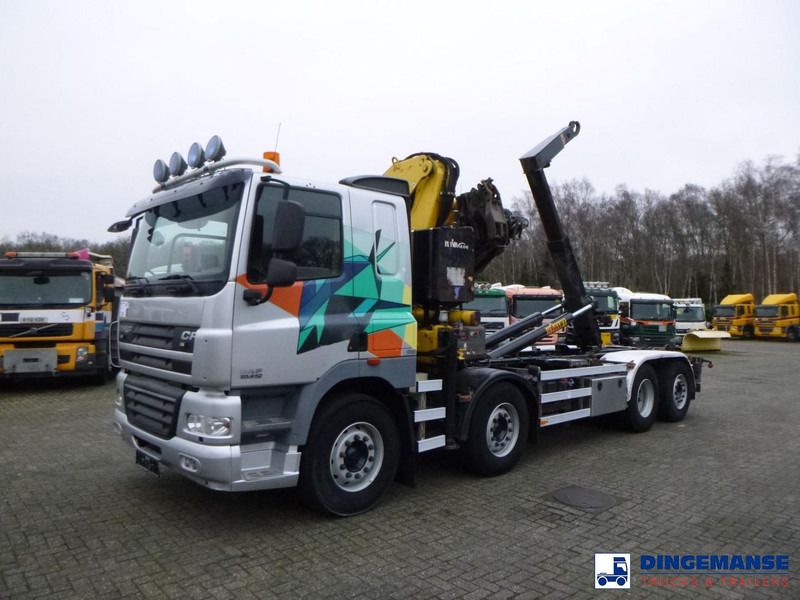 DAF CF 85.410 8x2 Hyva container hook + crane - 크레인 트럭 : 사진 1 DAF CF 85.410 8x2 Hyva container hook + crane - 크레인 트럭 : 사진 1