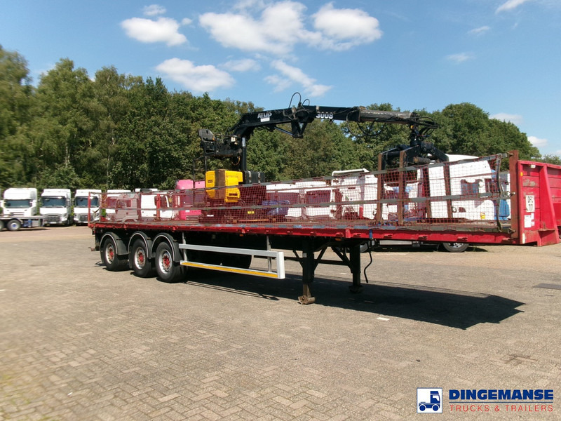 Fruehauf 3-axle platform trailer + Atlas 3008 crane - 드롭사이드/ 플랫베드 세미 트레일러 : 사진 2 Fruehauf 3-axle platform trailer + Atlas 3008 crane - 드롭사이드/ 플랫베드 세미 트레일러 : 사진 2