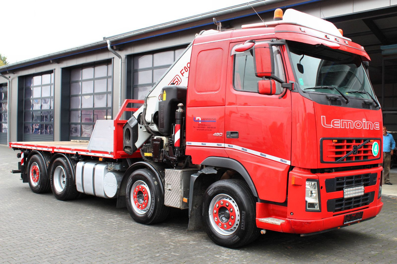 Volvo FM 480 8x2 Pritsche + FASSI F800XP Kran 6x - 드롭사이드/ 플랫베드 트럭, 크레인 트럭 : 사진 1 Volvo FM 480 8x2 Pritsche + FASSI F800XP Kran 6x - 드롭사이드/ 플랫베드 트럭, 크레인 트럭 : 사진 1