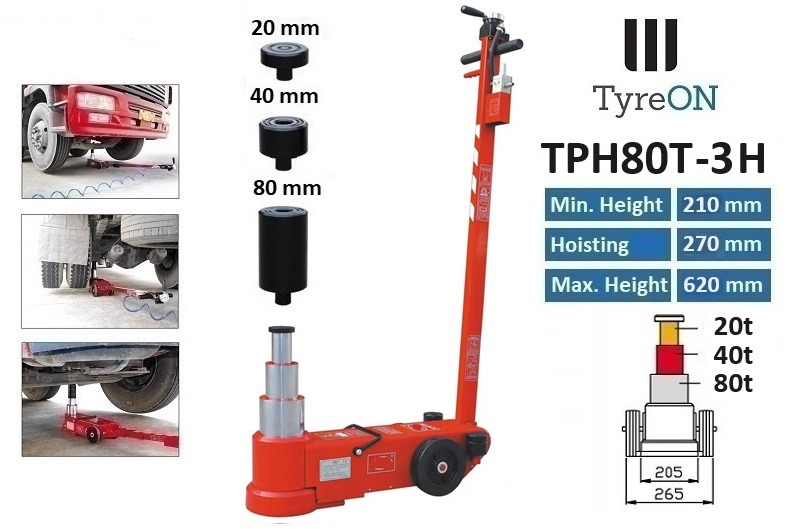 TPH80T-3H Air hydraulic jack 80 Tons - Minimum height 21 cm - 작업장 장비 : 사진 1 TPH80T-3H Air hydraulic jack 80 Tons - Minimum height 21 cm - 작업장 장비 : 사진 1