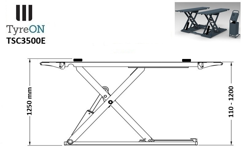TSC3500E mobile midrise car scissor lift with electrical release - Capacity 3,5T - Lifting height 125 cm  - 230V - Graphite gray - 작업장 장비 : 사진 5 TSC3500E mobile midrise car scissor lift with electrical release - Capacity 3,5T - Lifting height 125 cm  - 230V - Graphite gray - 작업장 장비 : 사진 5