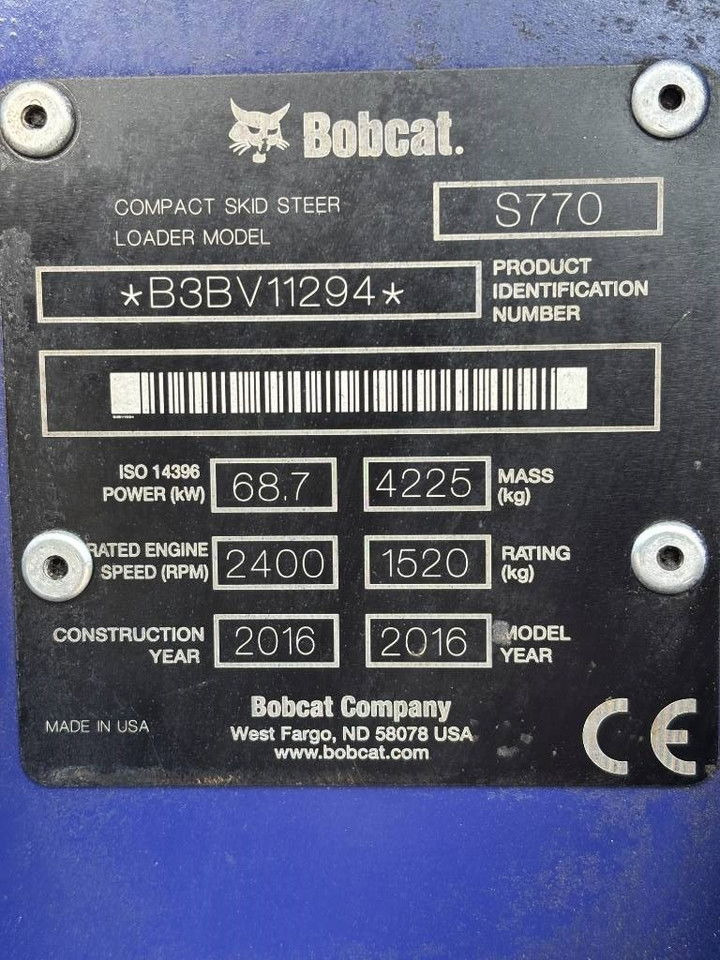 스키드 스티어 로더 Bobcat S 770 : 사진 11