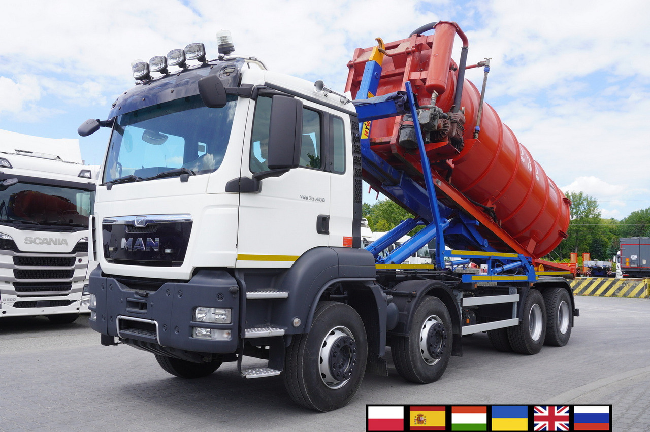 MAN TGS 35.400 8 × 4 E5 / HYVA HOOK LIFT 32.56 SE / Septic barrel 13000 L - 슬러리 탱커 : 사진 1 MAN TGS 35.400 8 × 4 E5 / HYVA HOOK LIFT 32.56 SE / Septic barrel 13000 L - 슬러리 탱커 : 사진 1