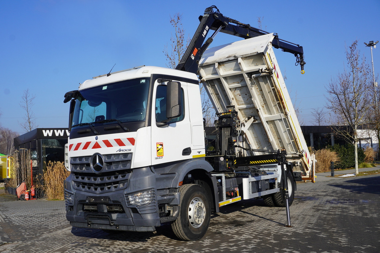 MERCEDES-BENZ Arocs 1833 / 87,000 km!!! / Hds HIAB X-DUO 128 B-2 / three-sided tipper - 크레인 트럭, 크레인 트럭 : 사진 1 MERCEDES-BENZ Arocs 1833 / 87,000 km!!! / Hds HIAB X-DUO 128 B-2 / three-sided tipper - 크레인 트럭, 크레인 트럭 : 사진 1