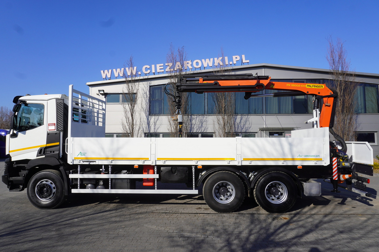 드롭사이드/ 플랫베드 트럭, 크레인 트럭 RENAULT C380 / 6x4 / HDS Palfinger PK 18002-EH 6000 kg : 사진 11