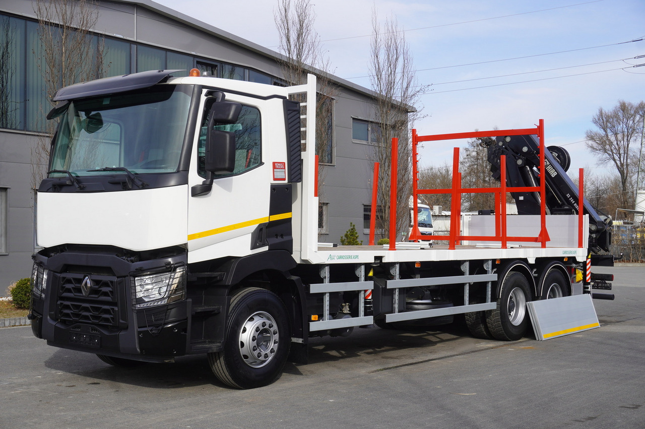 RENAULT C430 / HIAB 244 EP-5 HIDUO crane 8400 kg 15 m / Platform with stanchions - 임업용 트레일러 : 사진 4 RENAULT C430 / HIAB 244 EP-5 HIDUO crane 8400 kg 15 m / Platform with stanchions - 임업용 트레일러 : 사진 4
