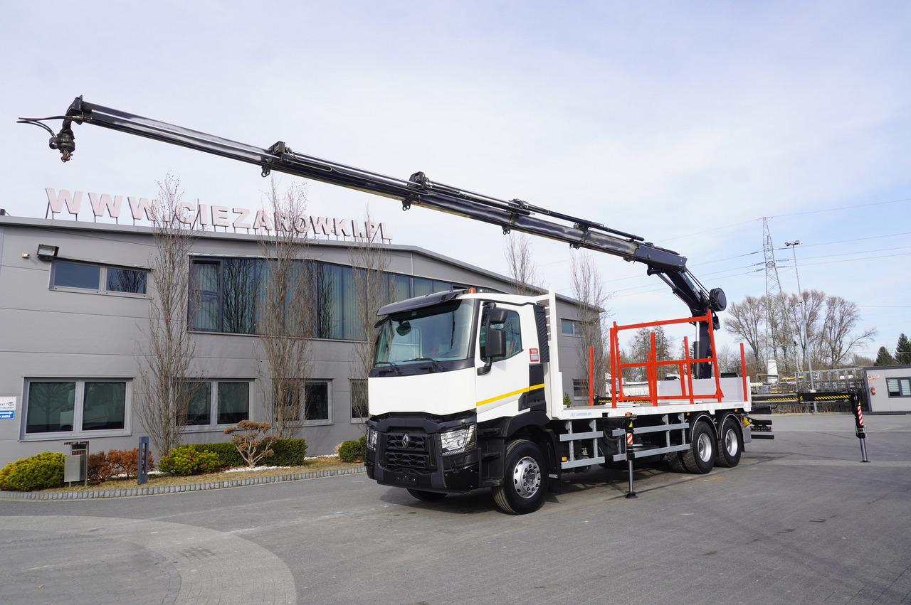 RENAULT C430 / HIAB 244 EP-5 HIDUO crane 8400 kg 15 m / Platform with stanchions - 임업용 트레일러 : 사진 2 RENAULT C430 / HIAB 244 EP-5 HIDUO crane 8400 kg 15 m / Platform with stanchions - 임업용 트레일러 : 사진 2