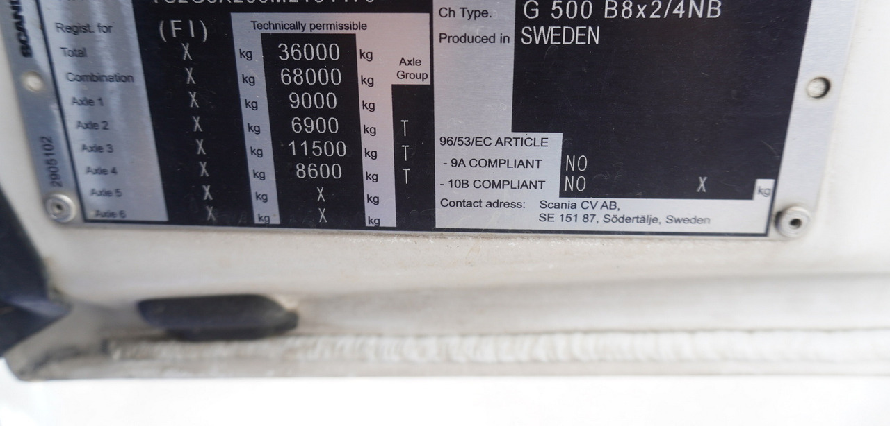 SCANIA G500 8x2 / 2nd axis steered / Chassis 8.35 m / 2021 - 크레인 트럭 : 사진 2 SCANIA G500 8x2 / 2nd axis steered / Chassis 8.35 m / 2021 - 크레인 트럭 : 사진 2