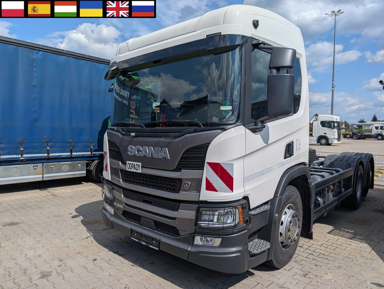 SCANIA P 340 B6x2*4NA / chassis frame / steering axle / CNG / large cab / 8 units - 쓰레기차 : 사진 1 SCANIA P 340 B6x2*4NA / chassis frame / steering axle / CNG / large cab / 8 units - 쓰레기차 : 사진 1