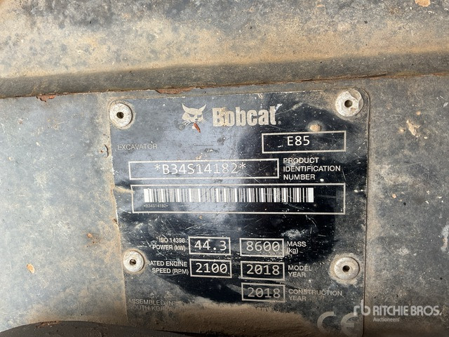 2018 Bobcat E85 Tracked Excavator - 크롤러 굴삭기 : 사진 1 2018 Bobcat E85 Tracked Excavator - 크롤러 굴삭기 : 사진 1