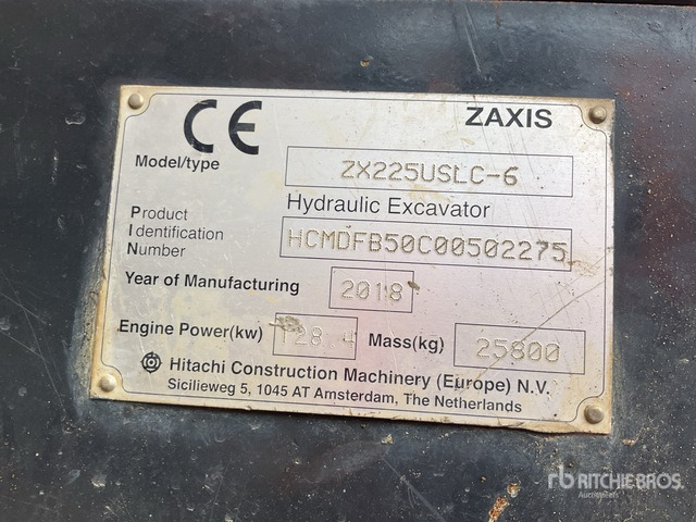 2018 Hitachi ZX225USLC-6 Tracked Excavator - 크롤러 굴삭기 : 사진 2 2018 Hitachi ZX225USLC-6 Tracked Excavator - 크롤러 굴삭기 : 사진 2
