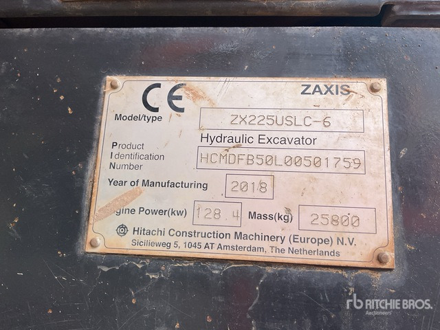 2018 Hitachi ZX225USLC-6 Tracked Excavator - 크롤러 굴삭기 : 사진 3 2018 Hitachi ZX225USLC-6 Tracked Excavator - 크롤러 굴삭기 : 사진 3