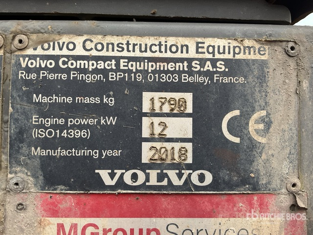 2018 Volvo EC18D Mini Excavator: <6.6t - 미니 굴삭기 : 사진 5 2018 Volvo EC18D Mini Excavator: <6.6t - 미니 굴삭기 : 사진 5