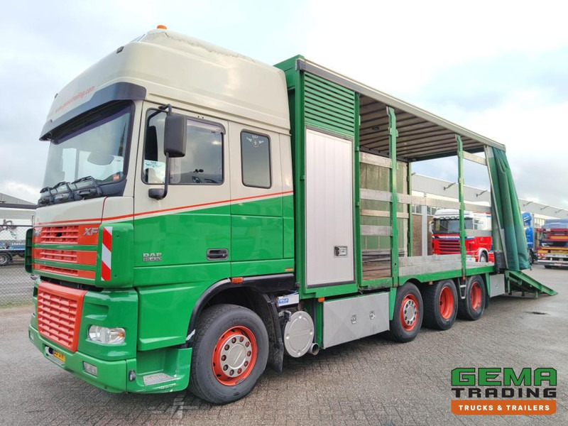 DAF FAK XF95.430 8x2 SuperSpaceCab Euro3 - CurtainSider 7.31m + Ramp 16T - MachineTransporter - 6 Persons  (V558) - 자동 운반 장치 트럭 : 사진 1 DAF FAK XF95.430 8x2 SuperSpaceCab Euro3 - CurtainSider 7.31m + Ramp 16T - MachineTransporter - 6 Persons  (V558) - 자동 운반 장치 트럭 : 사진 1