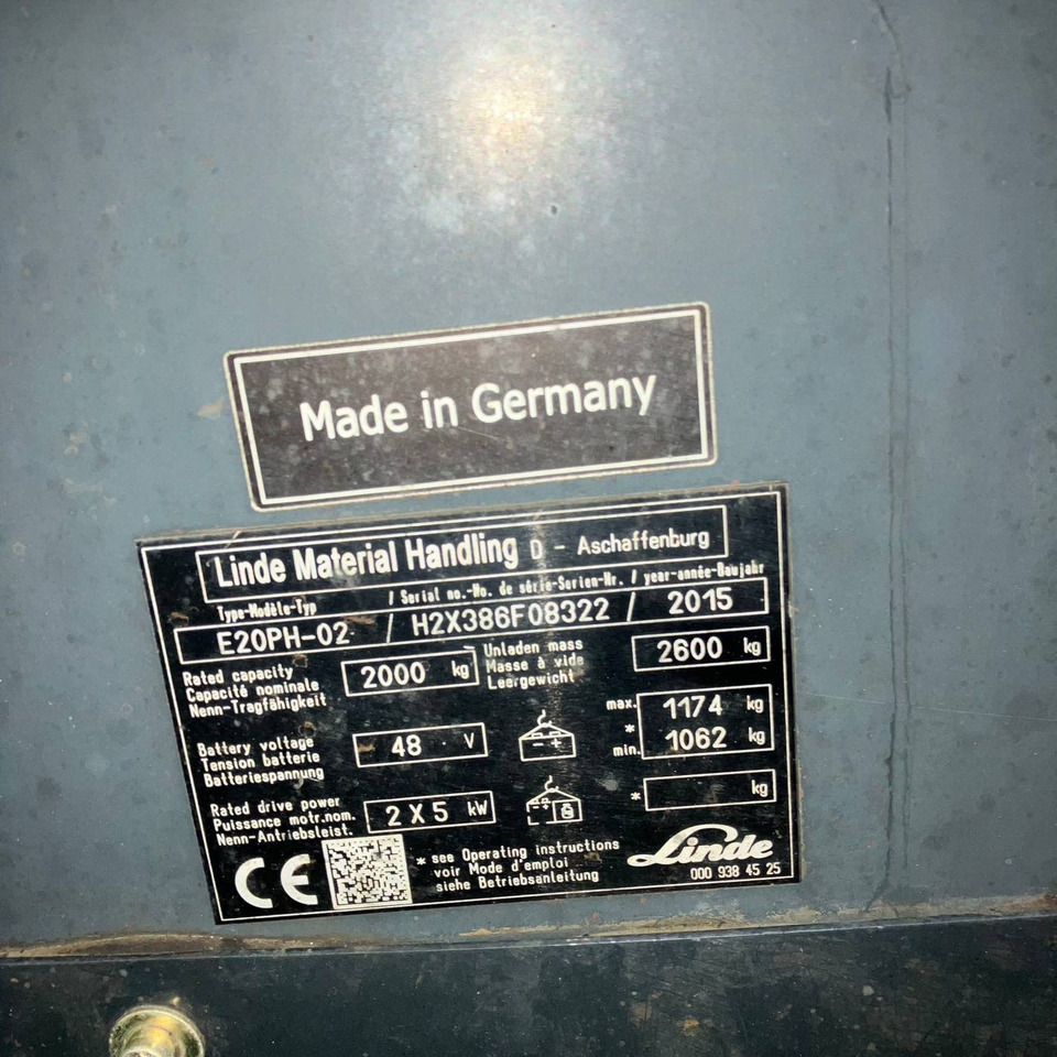 Linde E20PH (386-02) EVO - 전기 지게차 : 사진 4 Linde E20PH (386-02) EVO - 전기 지게차 : 사진 4