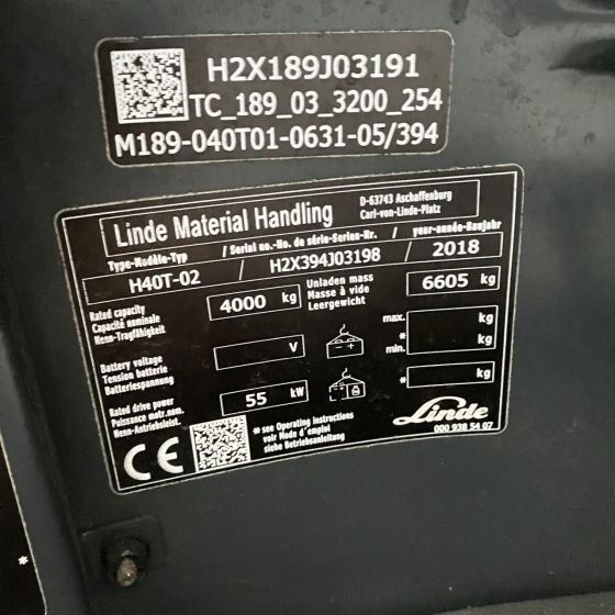 Linde H40T (394-02) Beverage - LPG 지게차 : 사진 5 Linde H40T (394-02) Beverage - LPG 지게차 : 사진 5