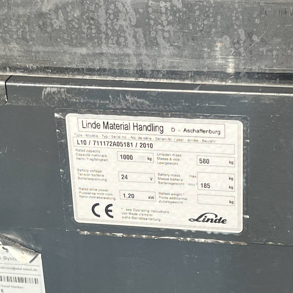 스태커 Linde L10 (1172) : 사진 12