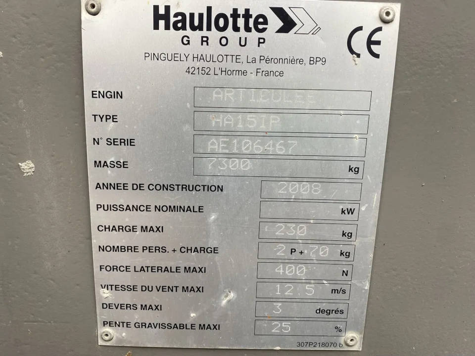 HAULOTTE HA 15 IP - 관절 붐 : 사진 4 HAULOTTE HA 15 IP - 관절 붐 : 사진 4