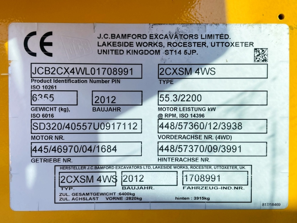 JCB 2CX SM 4WS (4001) - 백호 로더 : 사진 5 JCB 2CX SM 4WS (4001) - 백호 로더 : 사진 5