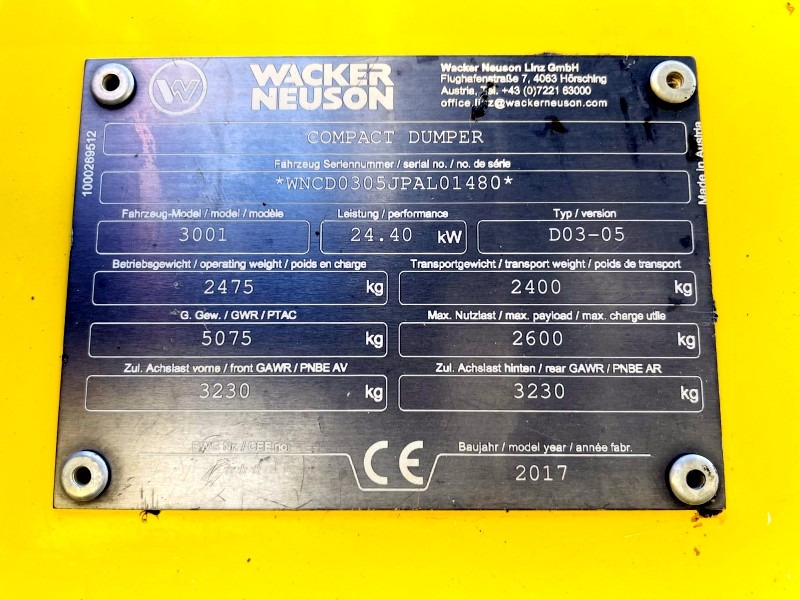 Neuson 3001 (3861) - 미니 덤프 : 사진 3 Neuson 3001 (3861) - 미니 덤프 : 사진 3