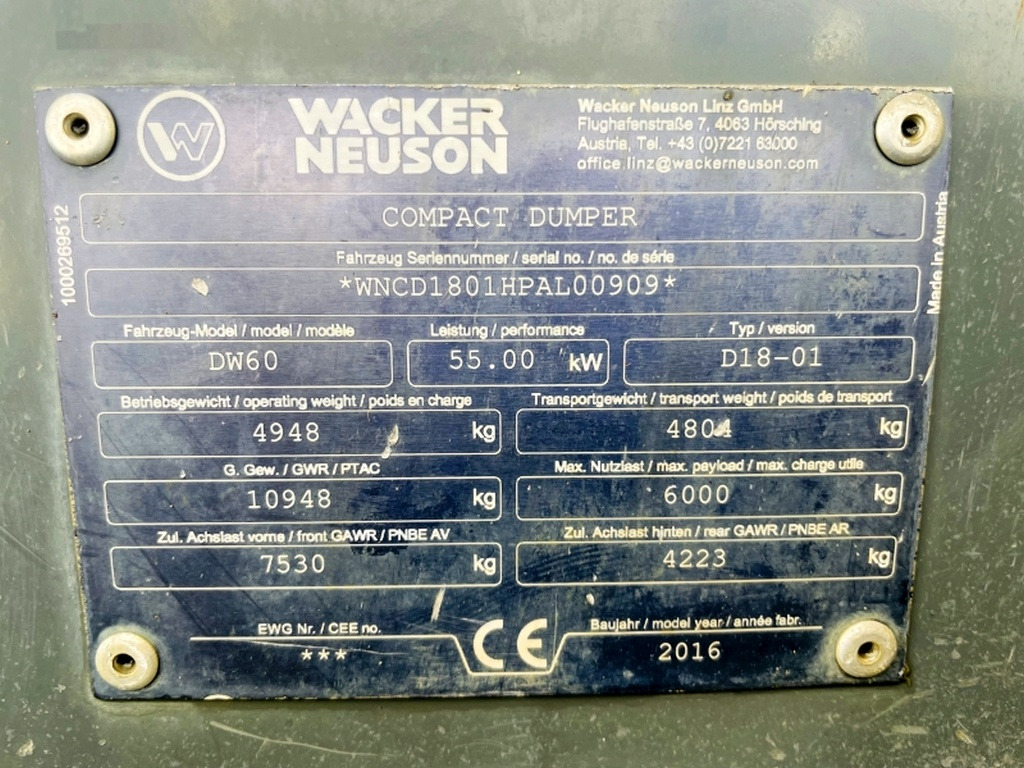 Neuson DW60 (3912) - 미니 덤프 : 사진 3 Neuson DW60 (3912) - 미니 덤프 : 사진 3