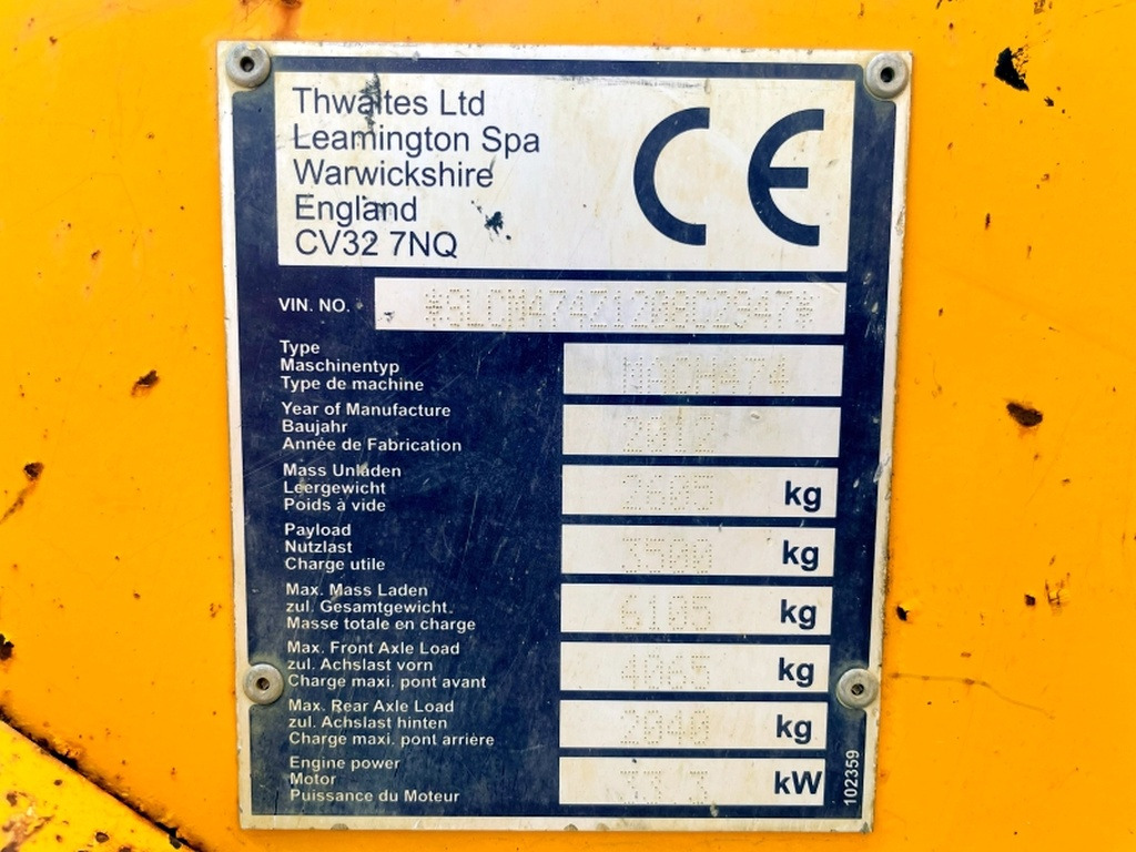 Thwaites Mach 474 (4084) - 미니 덤프 : 사진 3 Thwaites Mach 474 (4084) - 미니 덤프 : 사진 3