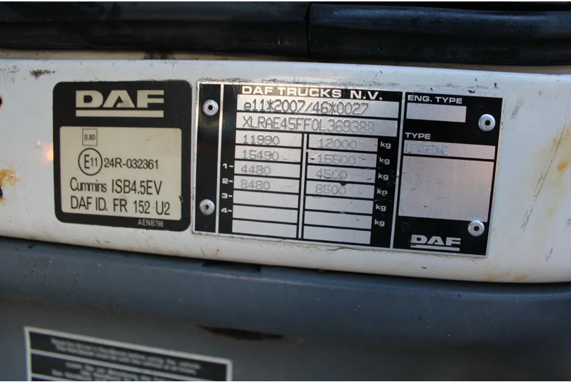 박스 트럭 DAF LF 45 .210 + EURO 5 + LIFT + 6.38METER : 사진 10