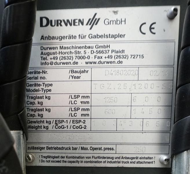 DURWEN TGZ.25.1200 SC - 포크 지게차 용 : 사진 4 DURWEN TGZ.25.1200 SC - 포크 지게차 용 : 사진 4