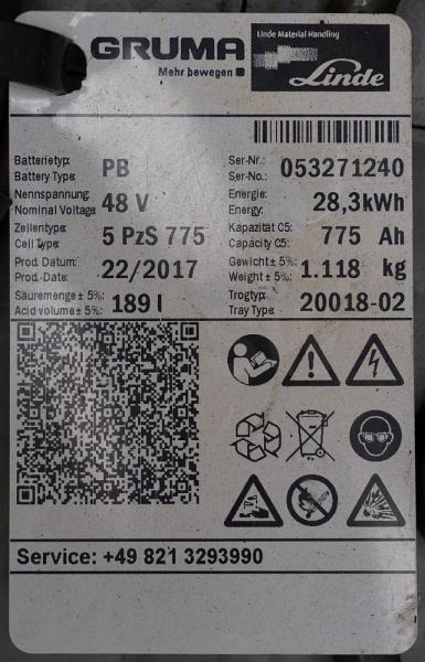 GRUMA 48 Volt 5 PzS 775 Ah - 배터리 : 사진 5 GRUMA 48 Volt 5 PzS 775 Ah - 배터리 : 사진 5