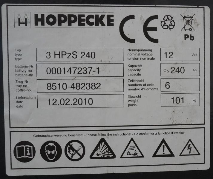 HOPPECKE 24 Volt 3 PzS 240 Ah - 배터리 : 사진 5 HOPPECKE 24 Volt 3 PzS 240 Ah - 배터리 : 사진 5