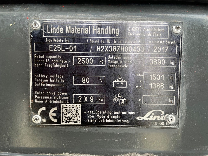 Linde E 25 L-01 - 전기 지게차 : 사진 3 Linde E 25 L-01 - 전기 지게차 : 사진 3