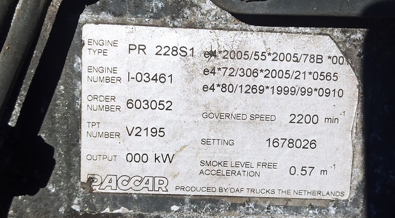 DAF PACCAR CF 75 310 PR228S1 - 엔진 및 부품 트럭 용 : 사진 4 DAF PACCAR CF 75 310 PR228S1 - 엔진 및 부품 트럭 용 : 사진 4