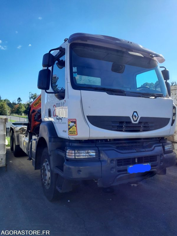 RENAULT KERAX - POLYBENNE GRUE - 2008 - 후크 리프트 트럭, 크레인 트럭 : 사진 1 RENAULT KERAX - POLYBENNE GRUE - 2008 - 후크 리프트 트럭, 크레인 트럭 : 사진 1