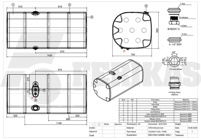 신규 연료 탱크 트럭 용 Scania New aluminum fuel tank 550L : 사진 8 신규 연료 탱크 트럭 용 Scania New aluminum fuel tank 550L : 사진 8