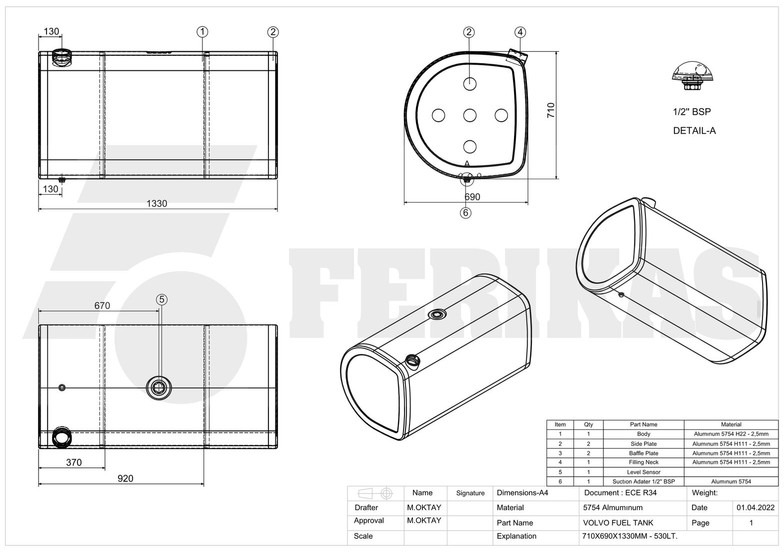 신규 연료 탱크 트럭 용 Volvo New aluminum fuel 530L : 사진 8