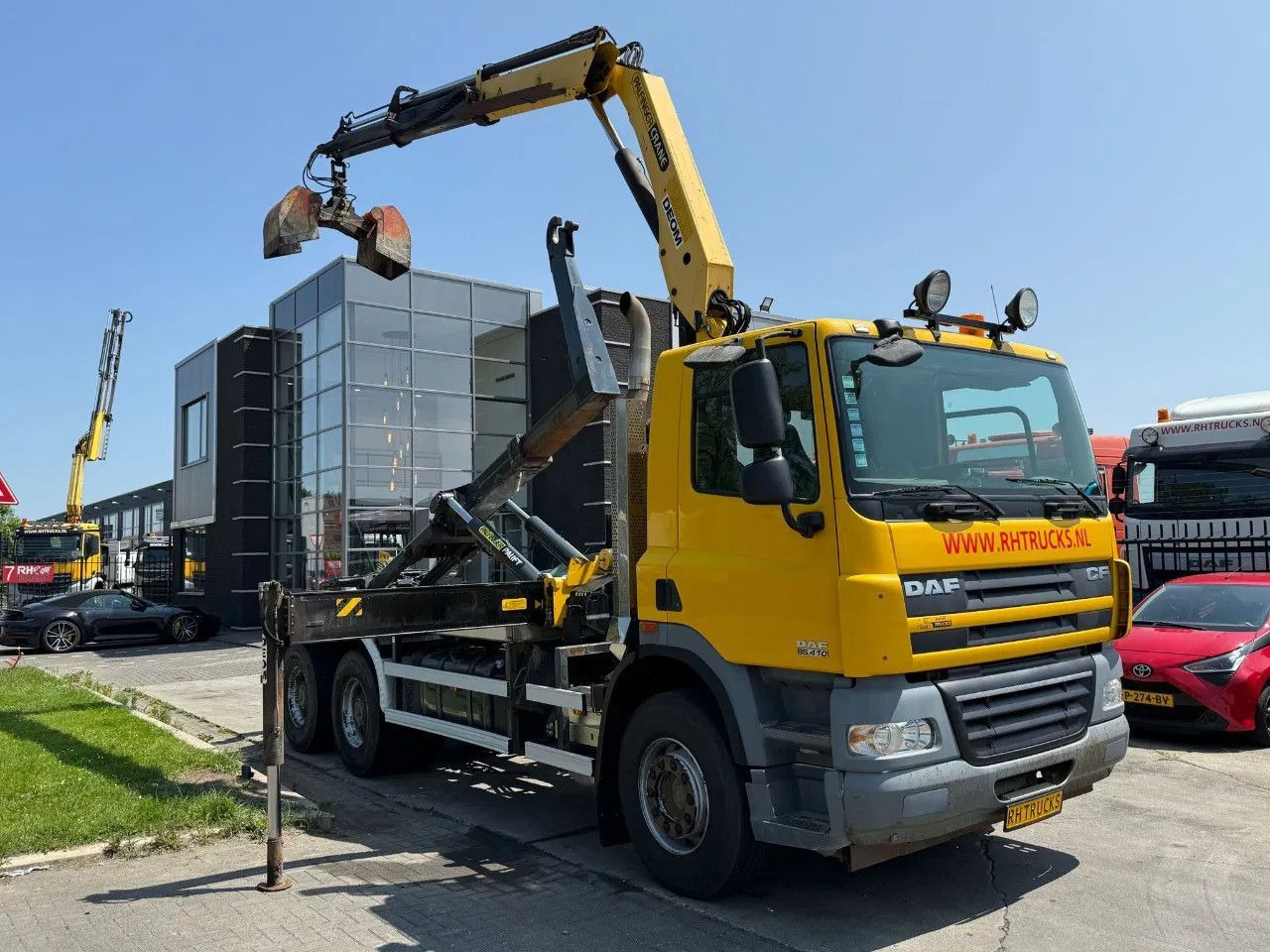 DAF CF 85.410 6X4 - EURO 5 + PALFINGER PK15500 + REM - 후크 리프트 트럭, 크레인 트럭 : 사진 1 DAF CF 85.410 6X4 - EURO 5 + PALFINGER PK15500 + REM - 후크 리프트 트럭, 크레인 트럭 : 사진 1