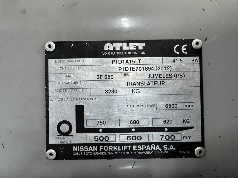 LPG 지게차 Atlet Atlet P1D1A15LT Triplo 650 Freelift/Sideshift  760UUR  LPG 2012 : 사진 16