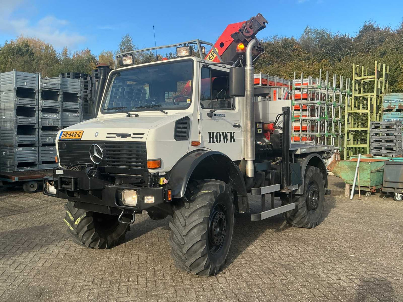 2002 MERCEDES-BENZ UNIMOG U2150L WITH PALFINGER PK 9501 CRANE AND AERIAL PLATFORM - 트럭 : 사진 1 2002 MERCEDES-BENZ UNIMOG U2150L WITH PALFINGER PK 9501 CRANE AND AERIAL PLATFORM - 트럭 : 사진 1