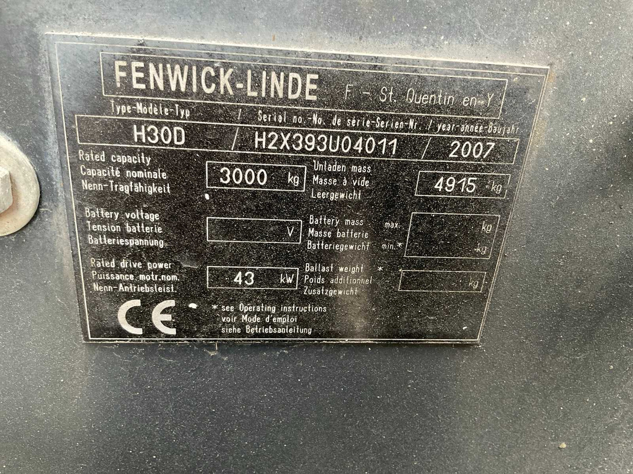 지게차 2007 LINDE H30D FORKLIFT : 사진 14