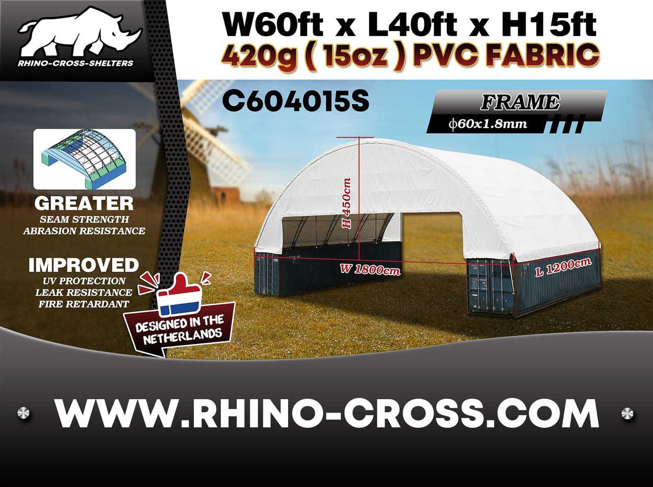 Rhino-Cross-Shelter C604015S 12x18x4,5 m - 저장 탱크 : 사진 5 Rhino-Cross-Shelter C604015S 12x18x4,5 m - 저장 탱크 : 사진 5