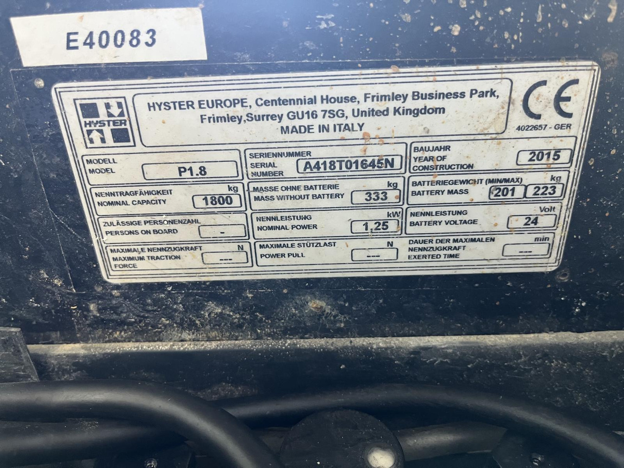 Hyster P1.8 - 팔레트 트럭 : 사진 4 Hyster P1.8 - 팔레트 트럭 : 사진 4