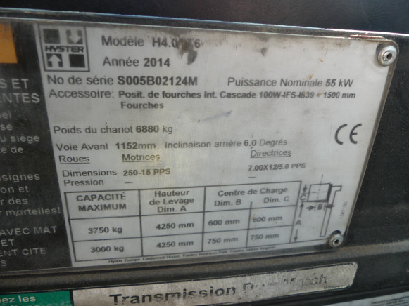 지게차 Chariot élévateur Hyster H4.0 T6 : 사진 17