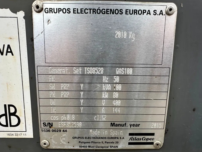 Atlas-Copco QAS 100 Perkins Leroy Somer 100 kVA Silent Rental generatorset - 발전기 세트 : 사진 4 Atlas-Copco QAS 100 Perkins Leroy Somer 100 kVA Silent Rental generatorset - 발전기 세트 : 사진 4