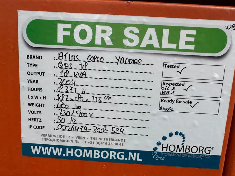 발전기 세트 Atlas-Copco QAS 18 Yanmar Mecc Alte Spa 18 kVA Silent generatorset : 사진 14 발전기 세트 Atlas-Copco QAS 18 Yanmar Mecc Alte Spa 18 kVA Silent generatorset : 사진 14