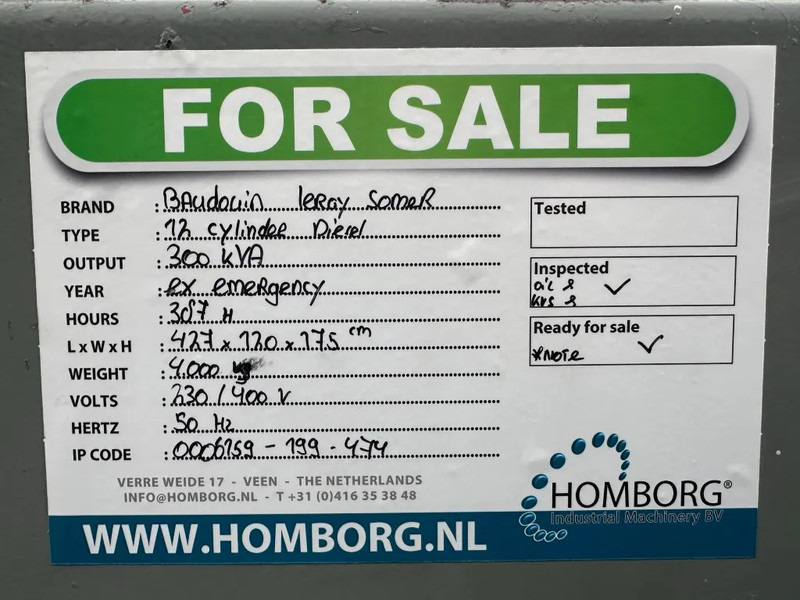 발전기 세트 Baudouin Leroy Somer 300 kVA noodstroom generatorset ex Emergency : 사진 12