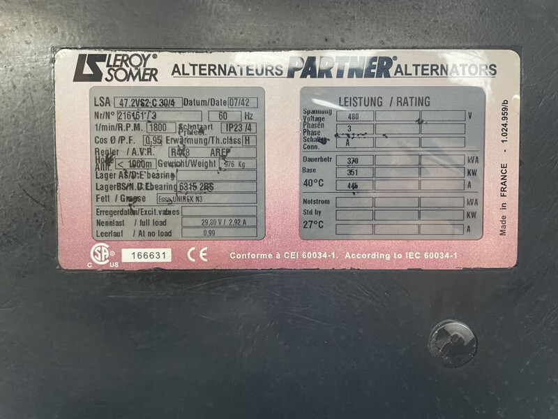 발전기 세트 Caterpillar C12 Leroy Somer 400 kVA Silent generatorset : 사진 14
