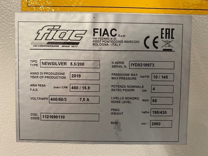 Fiac NewSilver 5.5 / 200 Silent 4 kW 450 L / min 10 Bar Elektrische Schroefcompressor met ketel - 공기 압축기 : 사진 4 Fiac NewSilver 5.5 / 200 Silent 4 kW 450 L / min 10 Bar Elektrische Schroefcompressor met ketel - 공기 압축기 : 사진 4