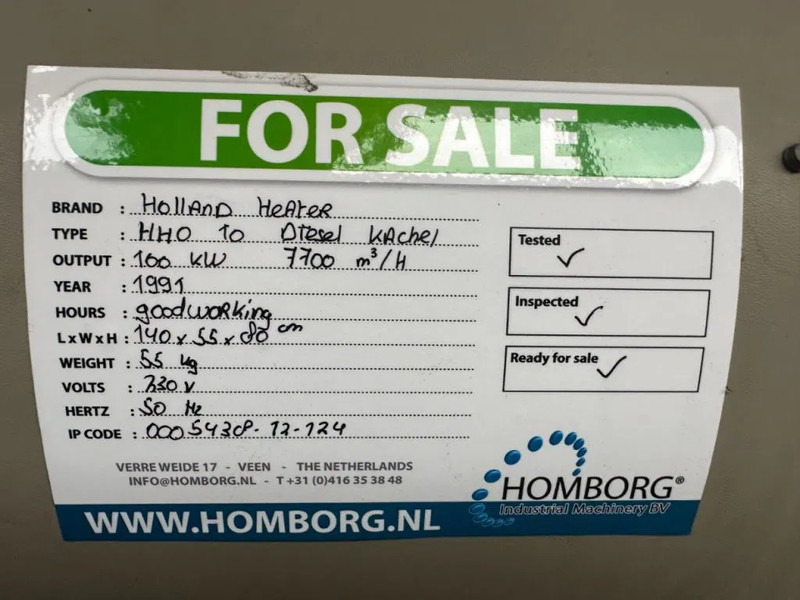 건설용 히터 Holland Holland Heater HHO 10 Kachel 100 kW Diesel Heater : 사진 12